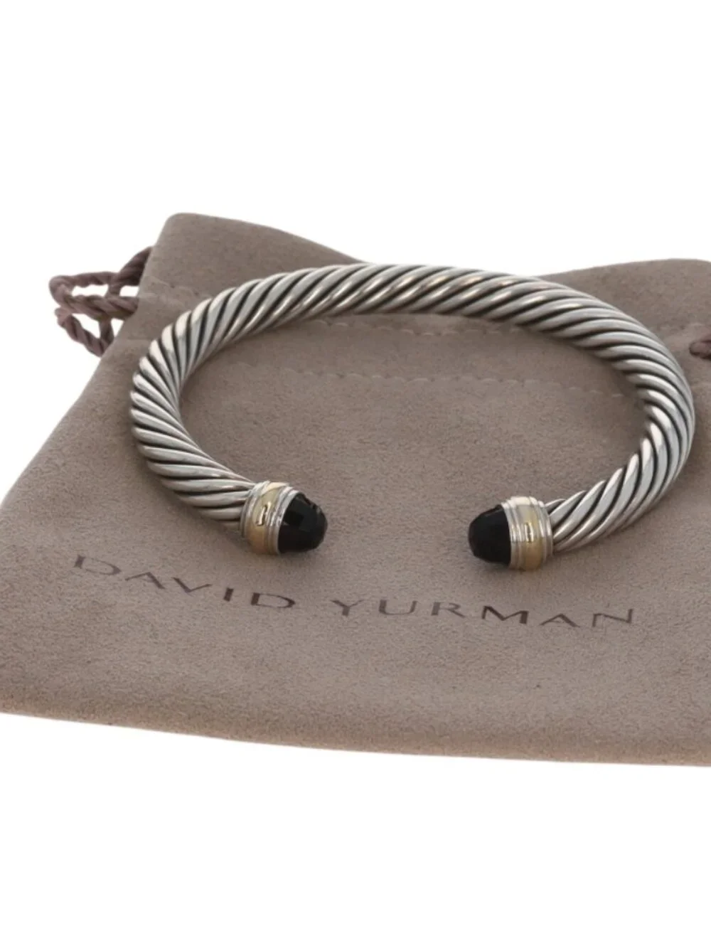 David Yurman 7mm Onyx Cable Bangle Bracelet 6 3/4